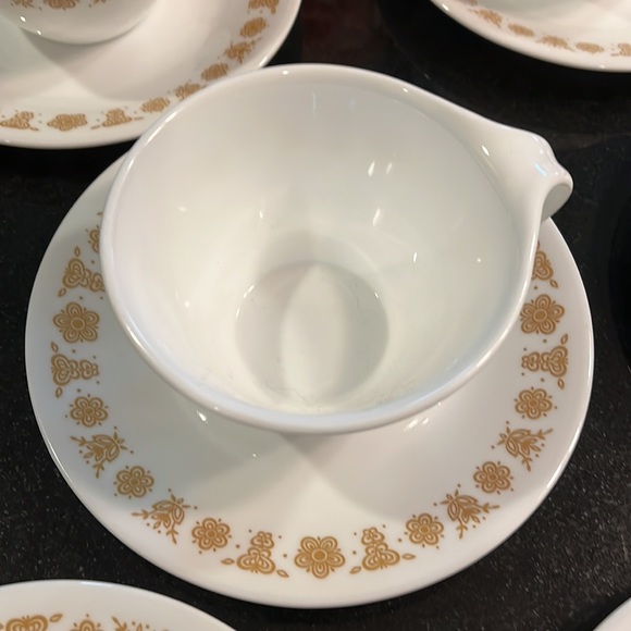 Flat Cup & Saucer Set Butterfly Gold (Corelle) by CORNING - Set of 6 - Picture 4 of 8